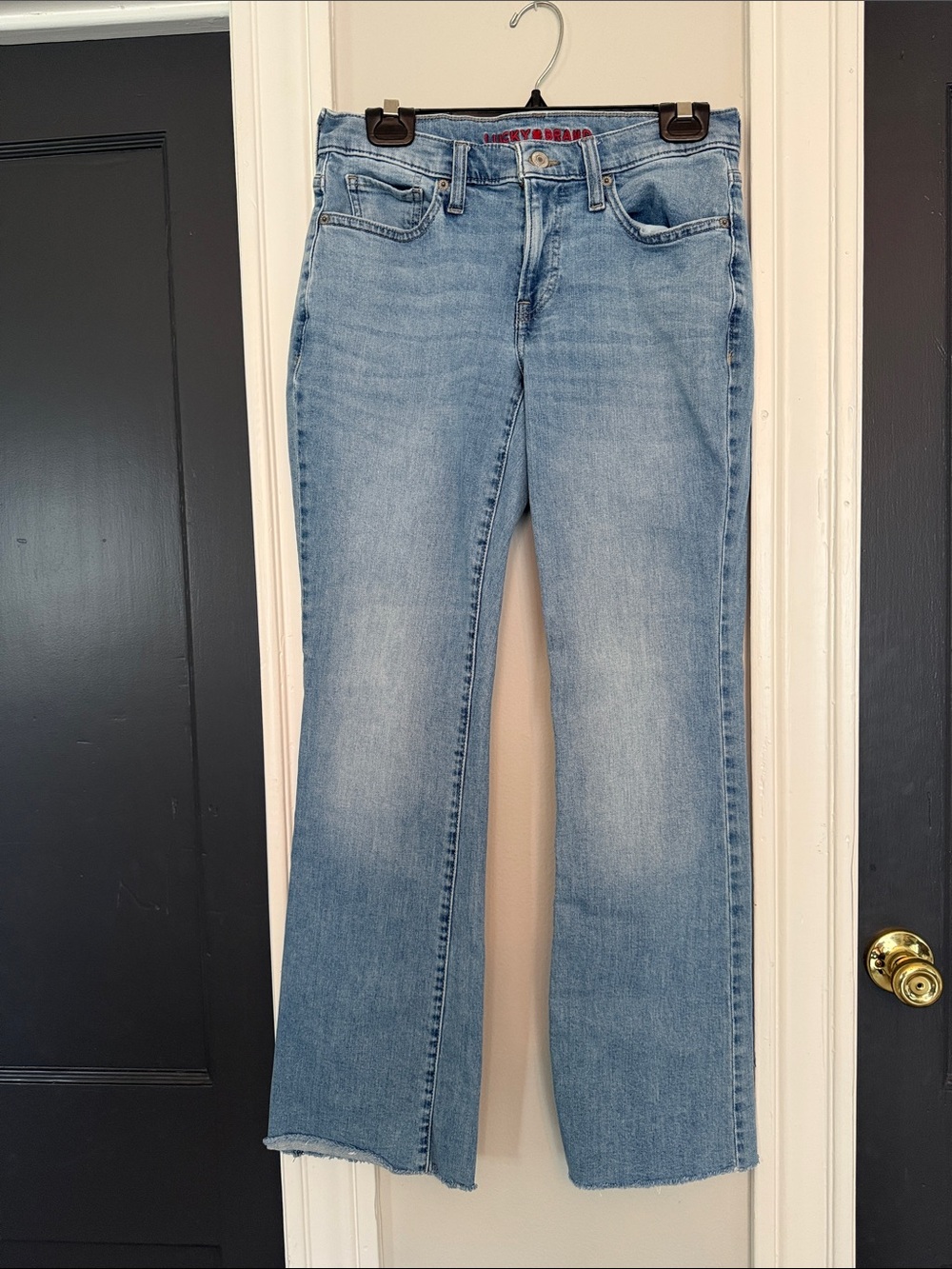 Lucky Brand Light Wash Mid Rise Boot Jeans with Raw Edge